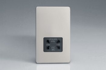 Varilight Screwless Satin Chrome Dual Voltage Shaver Socket 230V/115V