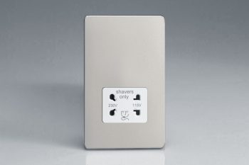 Varilight Screwless Satin Chrome Dual Voltage Shaver Socket 230V/115V