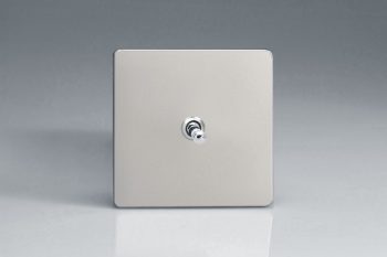 Varilight Flat Plate Screwless Satin Chrome 1-Gang 10A 1- or 2-Way Toggle Switch
