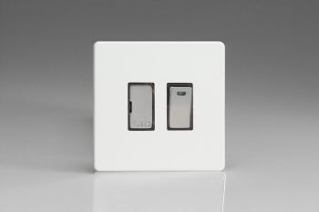 Varilight Flat Plate Screwless Premium White 13A Switched Fused Spur + Neon with Metal Inserts