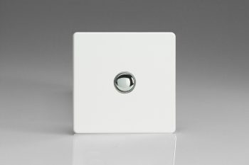 Varilight Flat Plate Screwless Premium White 1-Gang 6A 1- or 2-Way Push-On/Off Impulse Switch