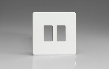 Varilight Screwless Premium White  2-Gang PowerGrid Plate including Yoke (Single Plate)