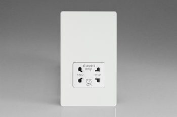 Varilight Screwless Premium White Dual Voltage Shaver Socket 230V/115V