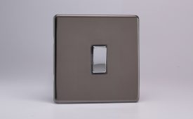 Varilight Flat Plate Screwless Pewter 1-Gang 20A Double Pole Rocker Switch