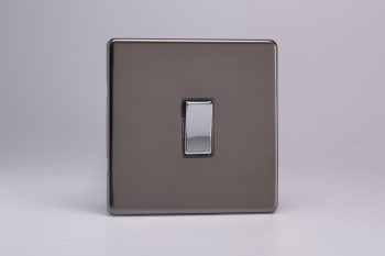 Varilight Flat Plate Screwless Pewter 1-Gang 20A Double Pole Rocker Switch