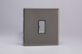 Varilight Flat Plate Screwless Pewter 13A Unswitched Fused Spur with Metal Inserts