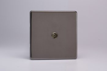 Varilight Flat Plate Screwless Pewter 1-Gang TV Socket, Co-Axial