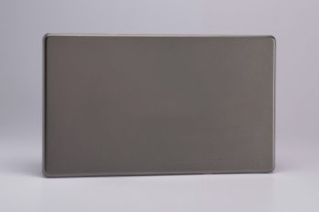 Varilight Flat Plate Screwless Pewter Double Blank Plate
