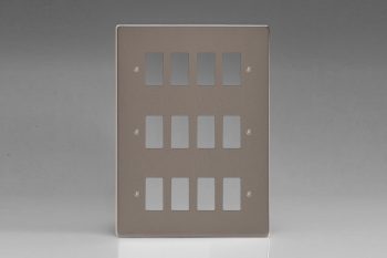 Varilight Pewter 12-Gang Grid Plate (Triple Twin Plate) Faceplate