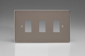 Varilight Pewter 3-Gang Grid Plate (Twin Plate) Faceplate