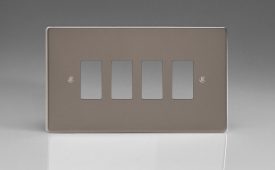Varilight Pewter 4-Gang Grid Plate (Twin Plate) Faceplate