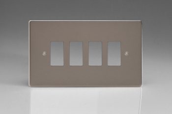 Varilight Pewter 4-Gang Grid Plate (Twin Plate) Faceplate