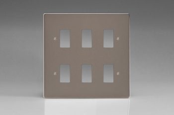 Varilight Pewter PowerGrid 6-Gang Grid Plate (Double Twin Plate)