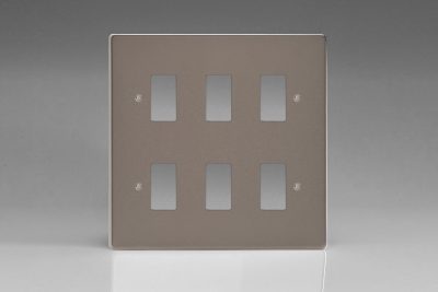 Varilight Pewter PowerGrid 6-Gang Grid Plate (Double Twin Plate)