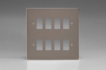 Varilight Pewter 8-Gang Grid Plate (Double Twin Plate) Faceplate