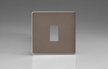 Varilight Pewter 1-Gang Screwless PowerGrid Plate including Yoke (Single Plate)