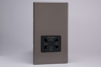 Varilight Screwless Pewter Dual Voltage Shaver Socket 230V/115V