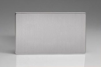 Varilight Flat Plate Screwless Brushed Steel Double Blank Plate