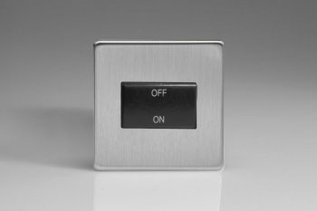 Varilight Flat Plate Screwless Brushed Steel 10A Fan Isolating Switch (3 Pole)