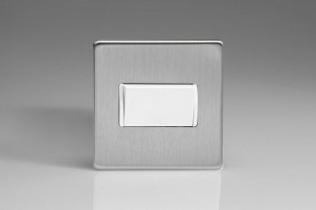 Varilight Flat Plate Screwless Brushed Steel 10A Fan Isolating Switch (3 Pole)