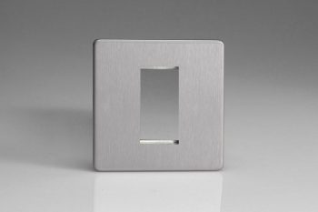 Varilight Flat Plate Screwless Brushed Steel DataGrid Plate (1 Grid Space)