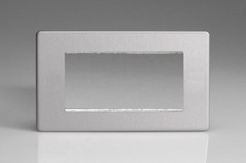 Varilight Flat Plate Screwless Brushed Steel DataGrid Plate (4 Grid Spaces)
