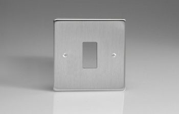 Varilight Brushed Steel 1-Gang Grid Plate (Single Plate) Faceplate