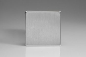 Varilight Flate Plate Screwless Brushed Steel Single Blank Plate