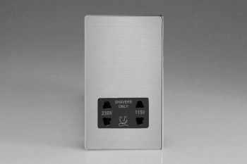 Varilight Screw less Brushed Steel Dual Voltage Shaver Socket 230V/115V