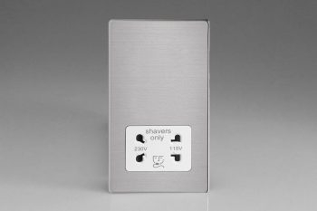 Varilight Screwless Brushed Steel Dual Voltage Shaver Socket 230V/115V