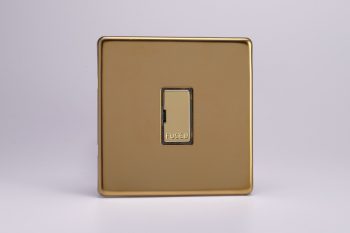 Varilight Flat Plate Screwless Polished Brass 13A Unswitched Fused Spur with Metal Inserts