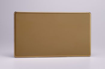 Varilight Flat Plate Screwless Polished Brass Double Blank Plate