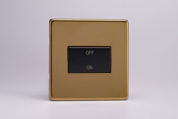 Varilight Flat Plate Screwless Polished Brass 10A Fan Isolating Switch (3 Pole)