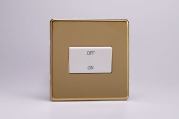 Varilight Flat Plate Screwless Polished Brass 10A Fan Isolating Switch (3 Pole)