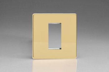 Varilight Flat Plate Screwless Polished Brass DataGrid Plate (1 Grid Space)