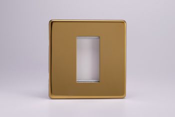 Varilight Flat Plate Screwless Polished Brass DataGrid Plate (1 Grid Space)