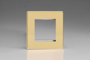 Varilight Flat Plate Screwless Polished Brass DataGrid Plate (2 Grid Spaces)
