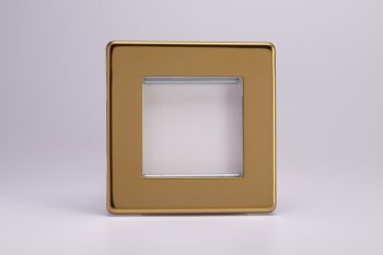 Varilight Flat Plate Screwless Polished Brass DataGrid Plate (2 Grid Spaces)