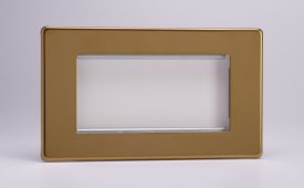 Varilight Flat Plate Screwless Polished Brass DataGrid Twin Plate (4 Grid Spaces)