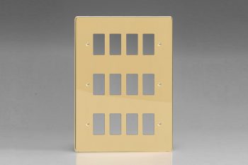 Varilight Polished Brass 12-Gang Grid Plate (Triple Twin Plate) Faceplate