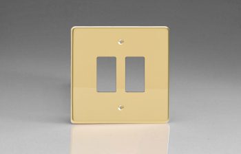 Varilight Polished Brass 2-Gang Grid Plate (Single Plate) Faceplate
