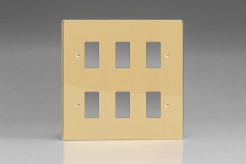 Varilight Polished Brass 6-Gang Grid Plate (Double Twin Plate) Faceplate