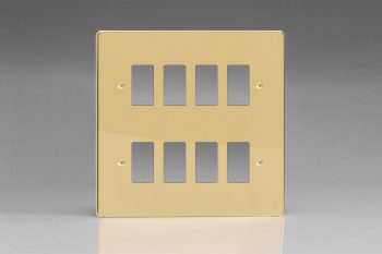 Varilight Polished Brass 8-Gang Grid Plate (Double Twin Plate) Faceplate
