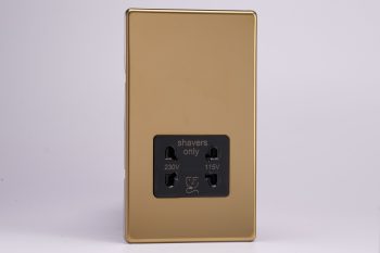 Varilight Screwless Polished Brass Dual Voltage Shaver Socket 230V/115V
