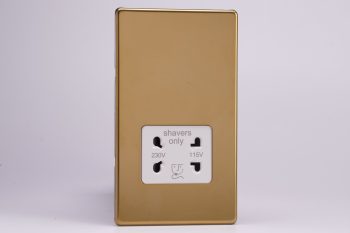Varilight Screwless Polished Brass Dual Voltage Shaver Socket 230V/115V