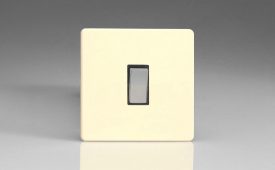 Varilight Flat Plate Screwless White Chocolate 1-Gang 20A Double Pole Rocker Switch