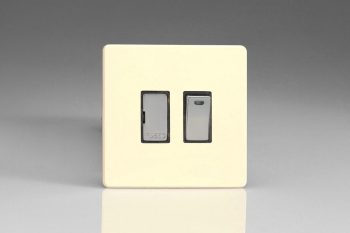 Varilight Flat Plate Screwless White Chocolate 13A Switched Fused Spur + Neon with Metal Inserts