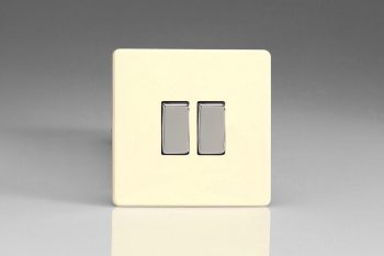 Varilight Flat Plate Screwless White Chocolate 2-Gang (10A Intermediate Switch + 10A 1- or 2-Way Rocker Switch)