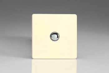 Varilight Flat Plate Screwless White Chocolate 1-Gang 6A 1-Way Push-to-Make Momentary Switch