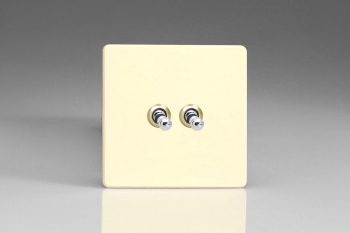 Varilight Flat Plate Screwless White Chocolate 2-Gang 10A 1- or 2-Way Toggle Switch